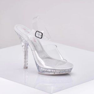 The Shoe Fairy RADIANT OLYMPIAN Clear/Silver Heels | Size: 7 (37)